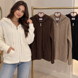 Sweter rozpinany z kapturem
