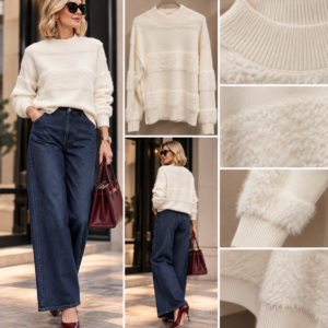 Sweter z ozdobnymi pasami